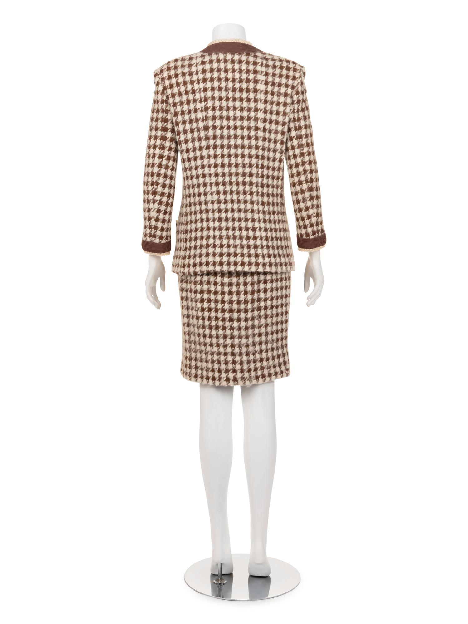 Chanel Two-Piece Houndstooth Skirt Suit, 1990s