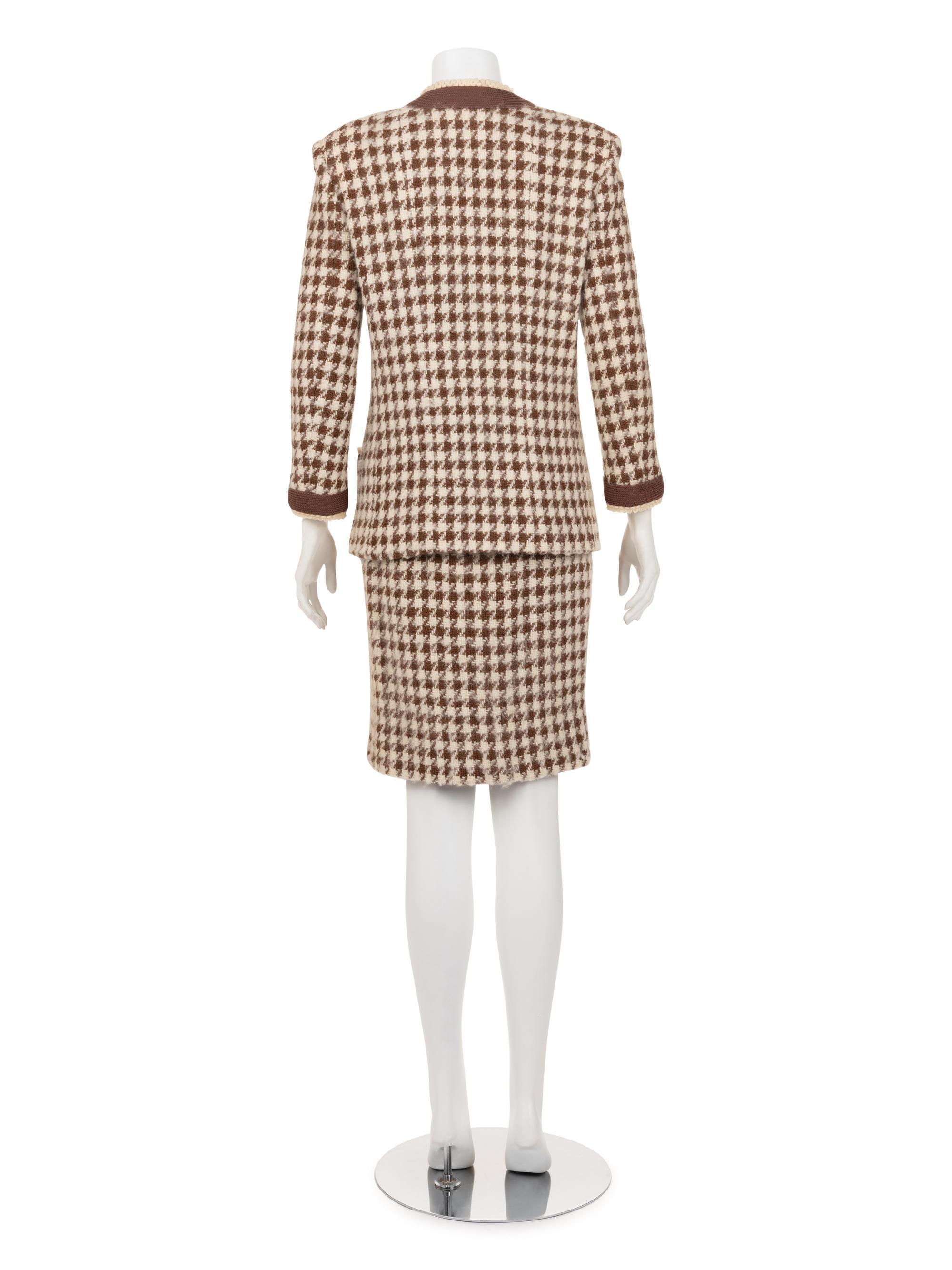 Chanel Two-Piece Houndstooth Skirt Suit, 1990s