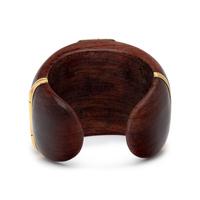 CITRINE AND WOOD HINGED CUFF BRACELET