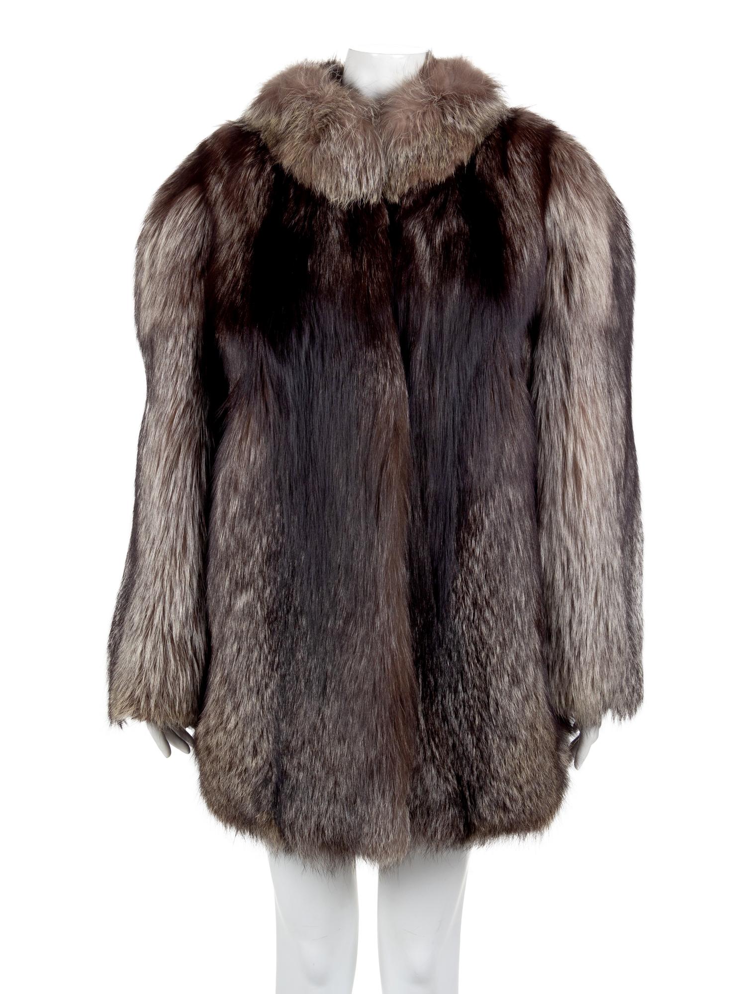 Chocolate Silver Combo Fox Fur Coat, 1990's-2000's