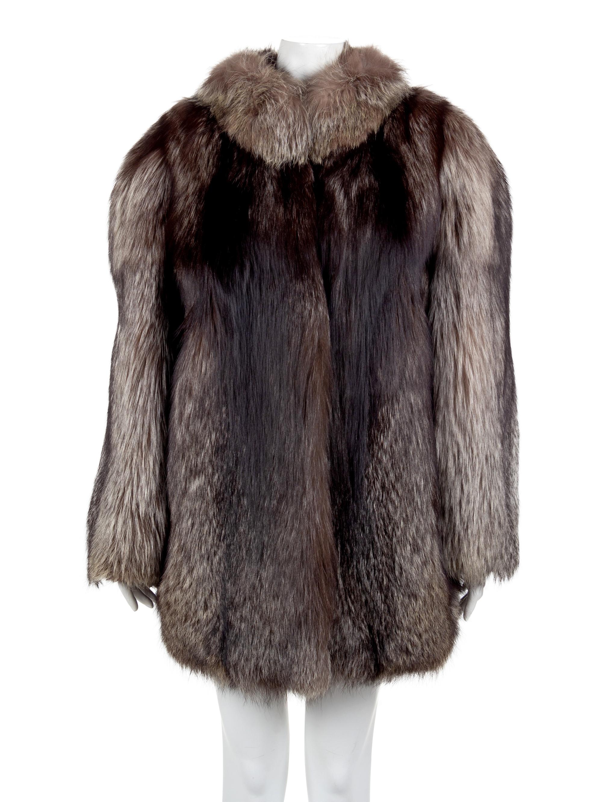 Chocolate Silver Combo Fox Fur Coat, 1990's-2000's
