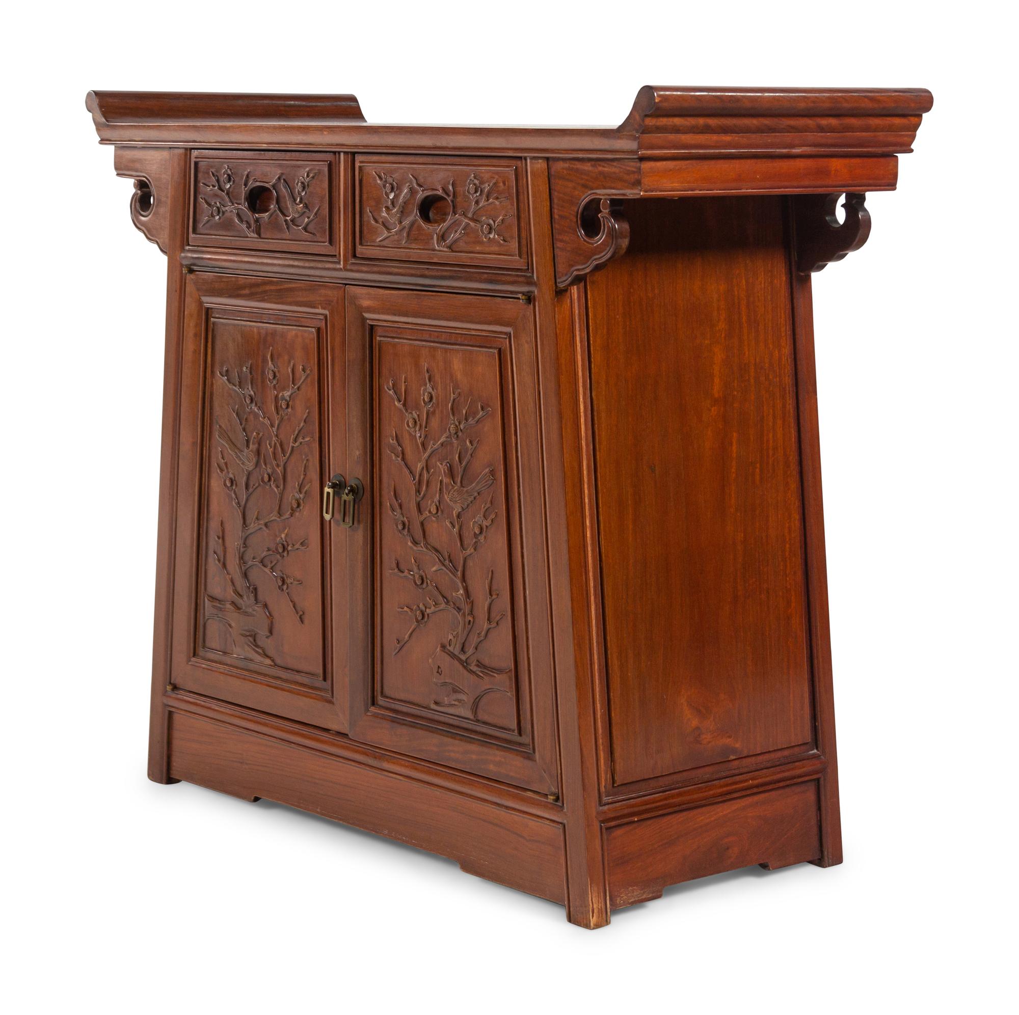 A Chinese Hardwood Scroll Cabinet