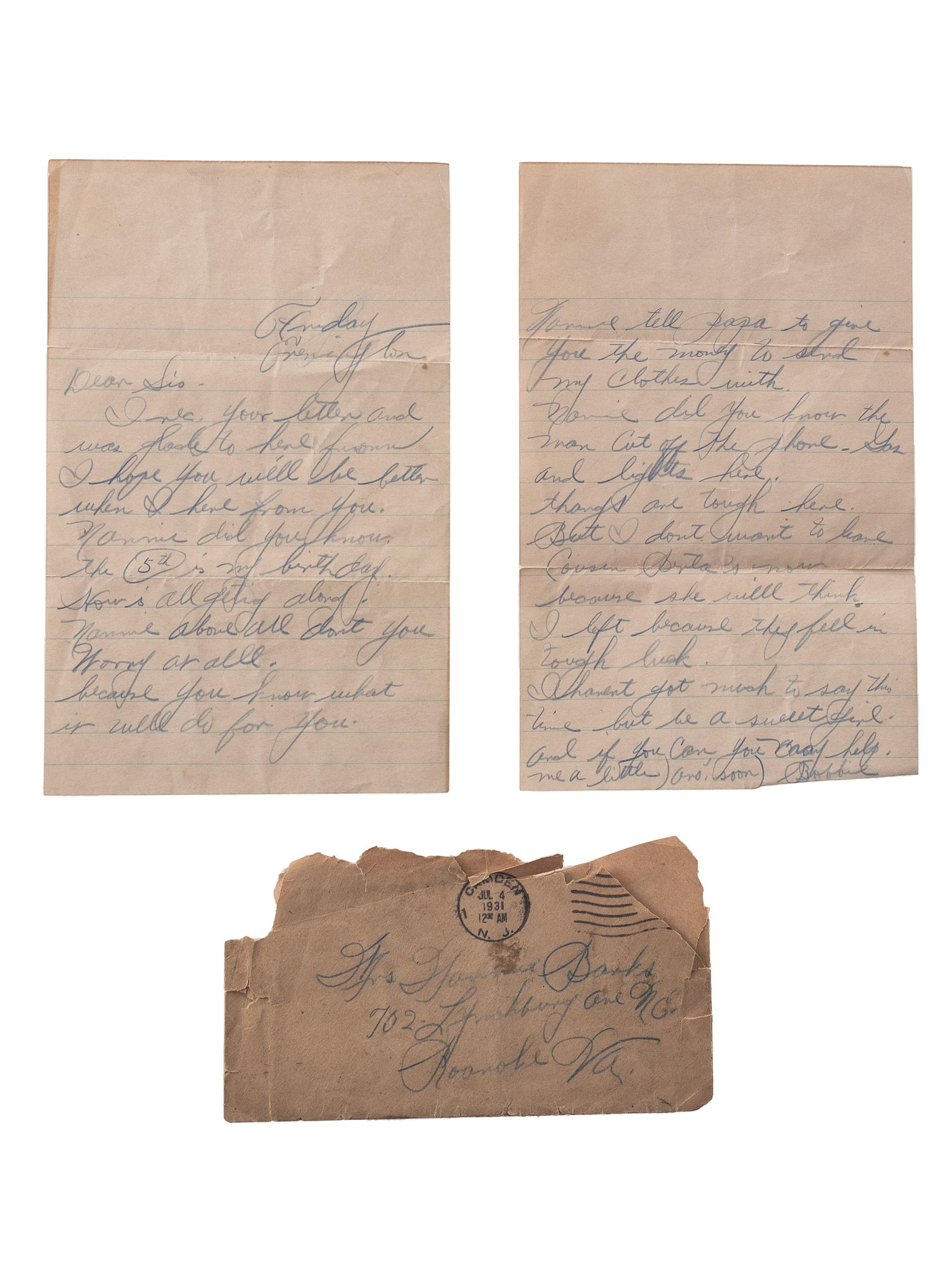 [AFRICAN AMERICANA]. Extensive manuscript archive documenting the experiences of the Rice Family of Roanoke, Virginia, during the Great Depression and World Wars I and II. Ca 1892-1950s.