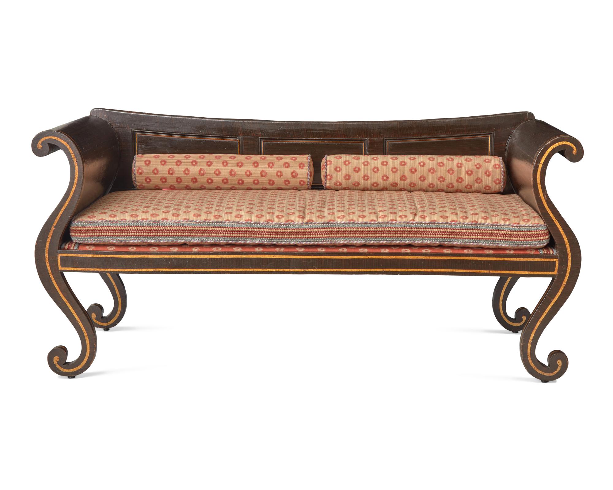 A Classical Painted and Grained Settee, Possibly Mid-Atlantic States, Circa 1820