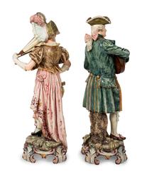 A Pair of Continental Majolica Figures