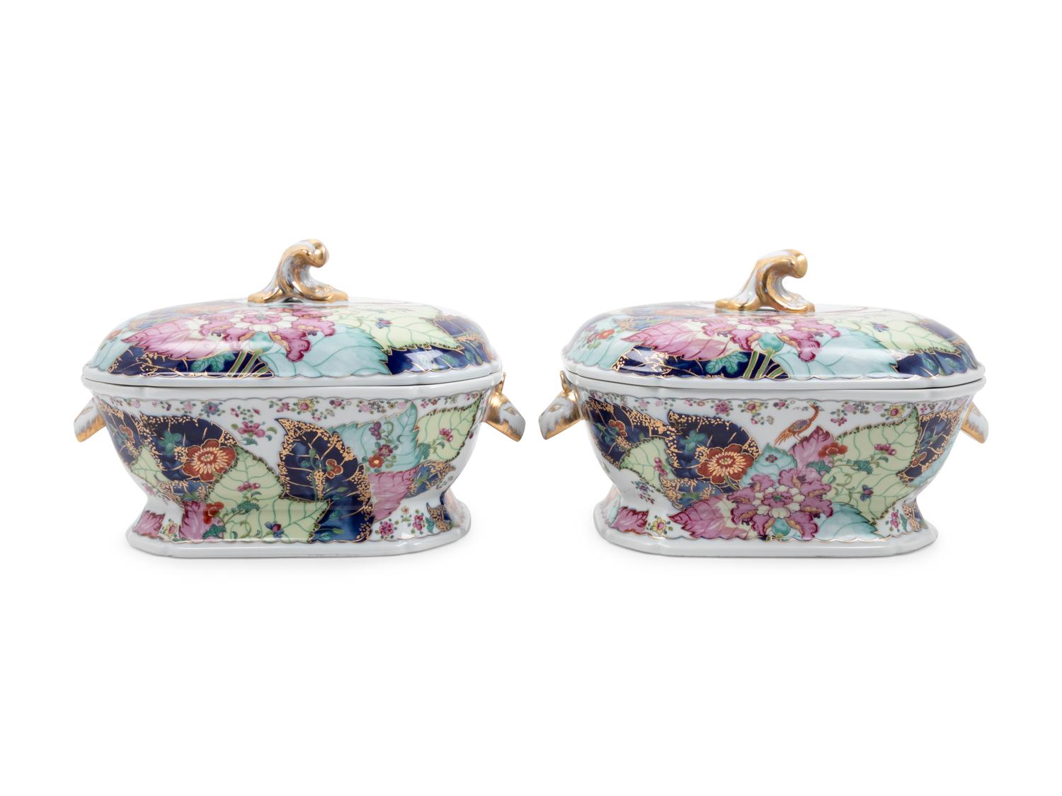A Collection of Mottahedeh Tobacco Leaf Porcelain Articles
