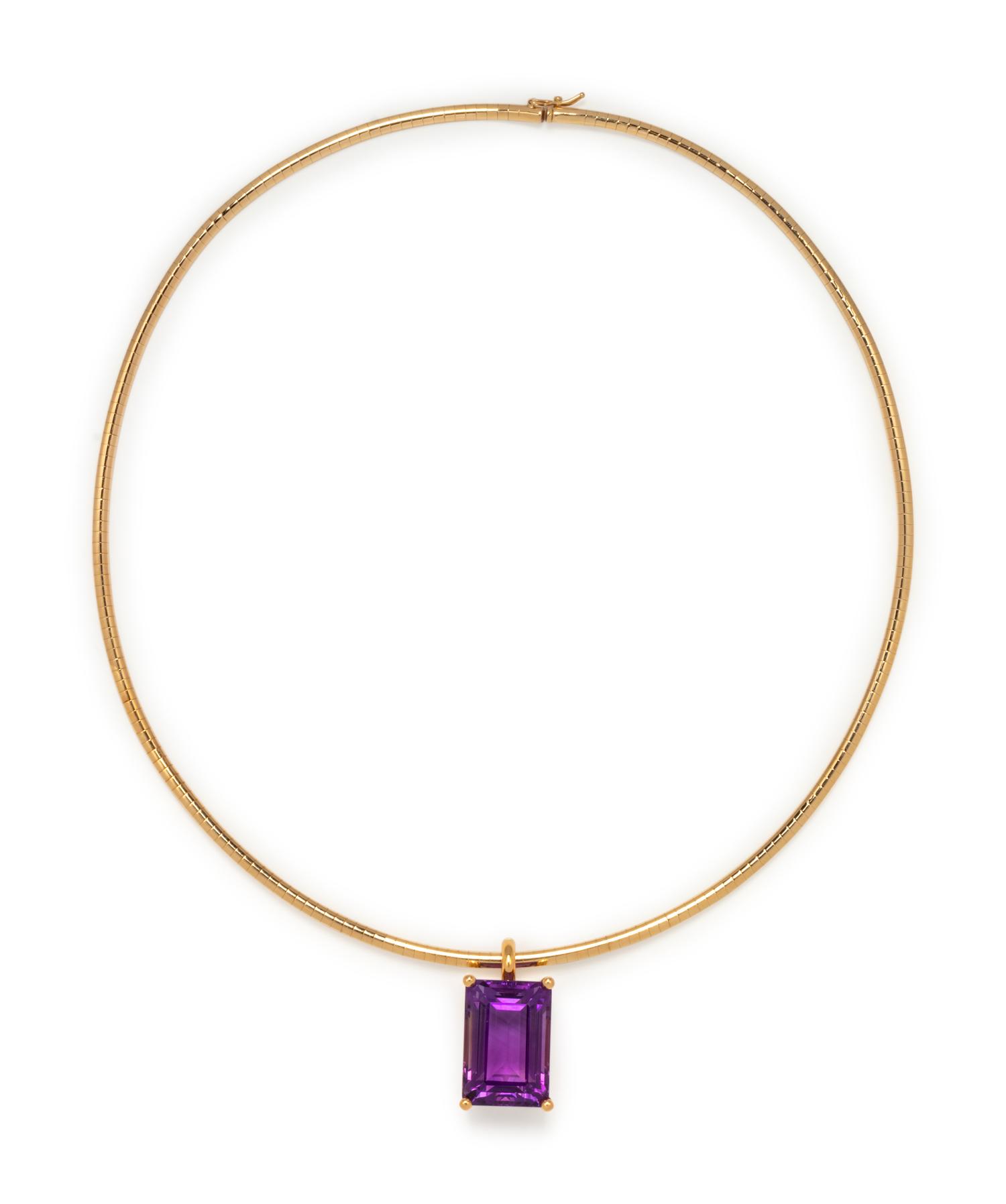 YELLOW GOLD AND AMETHYST PENDANT/ NECKLACE
