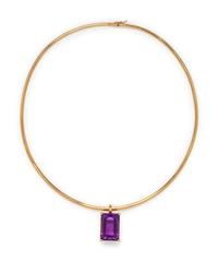 YELLOW GOLD AND AMETHYST PENDANT/ NECKLACE