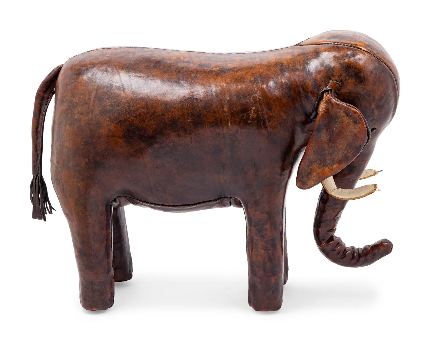 An Omersa and Company Leather Elephant Footstool