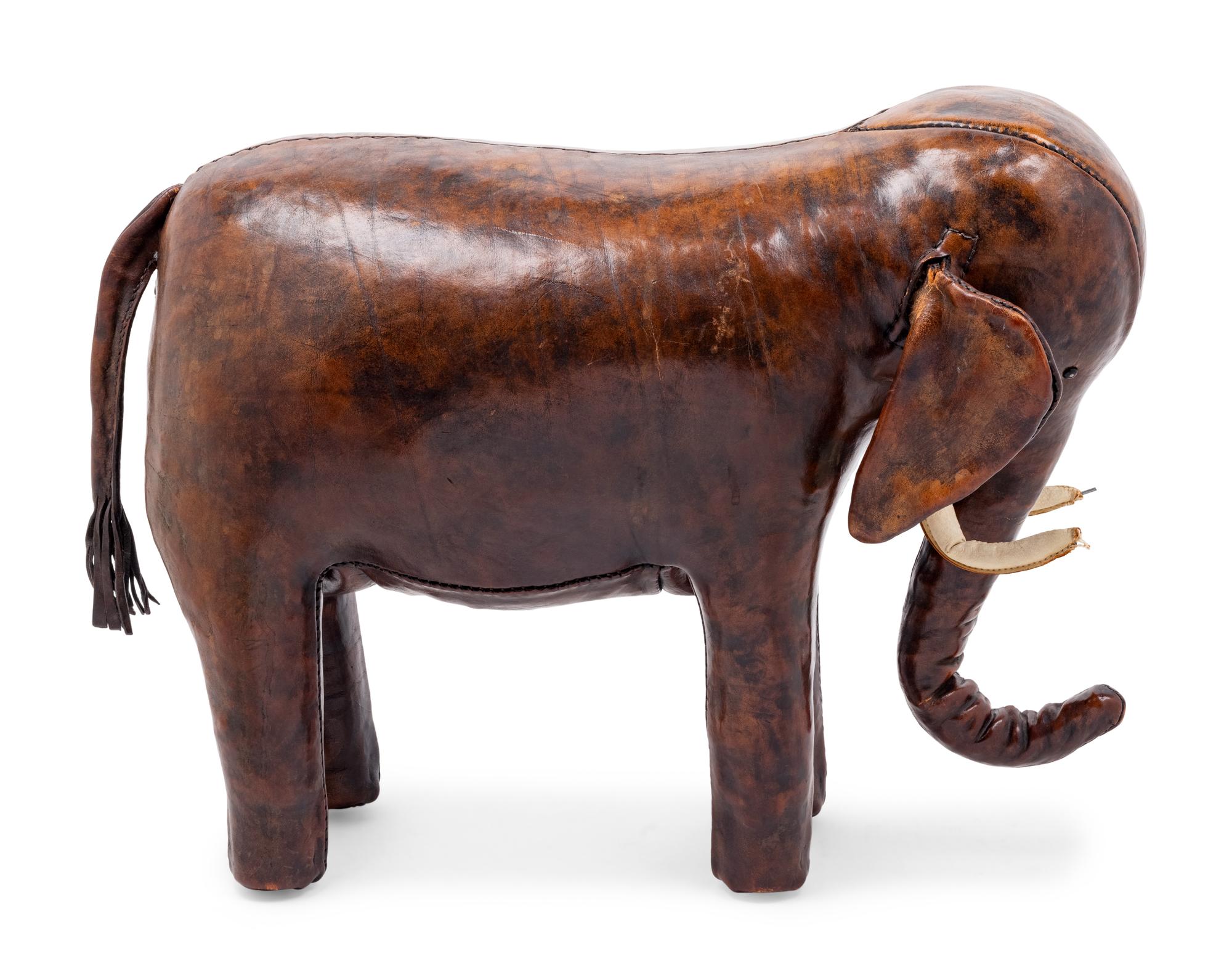 An Omersa and Company Leather Elephant Footstool