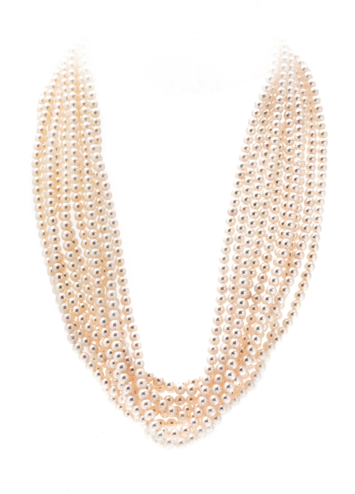 TIFFANY & CO., CULTURED PEARL AND DIAMOND TORSADE NECKLACE