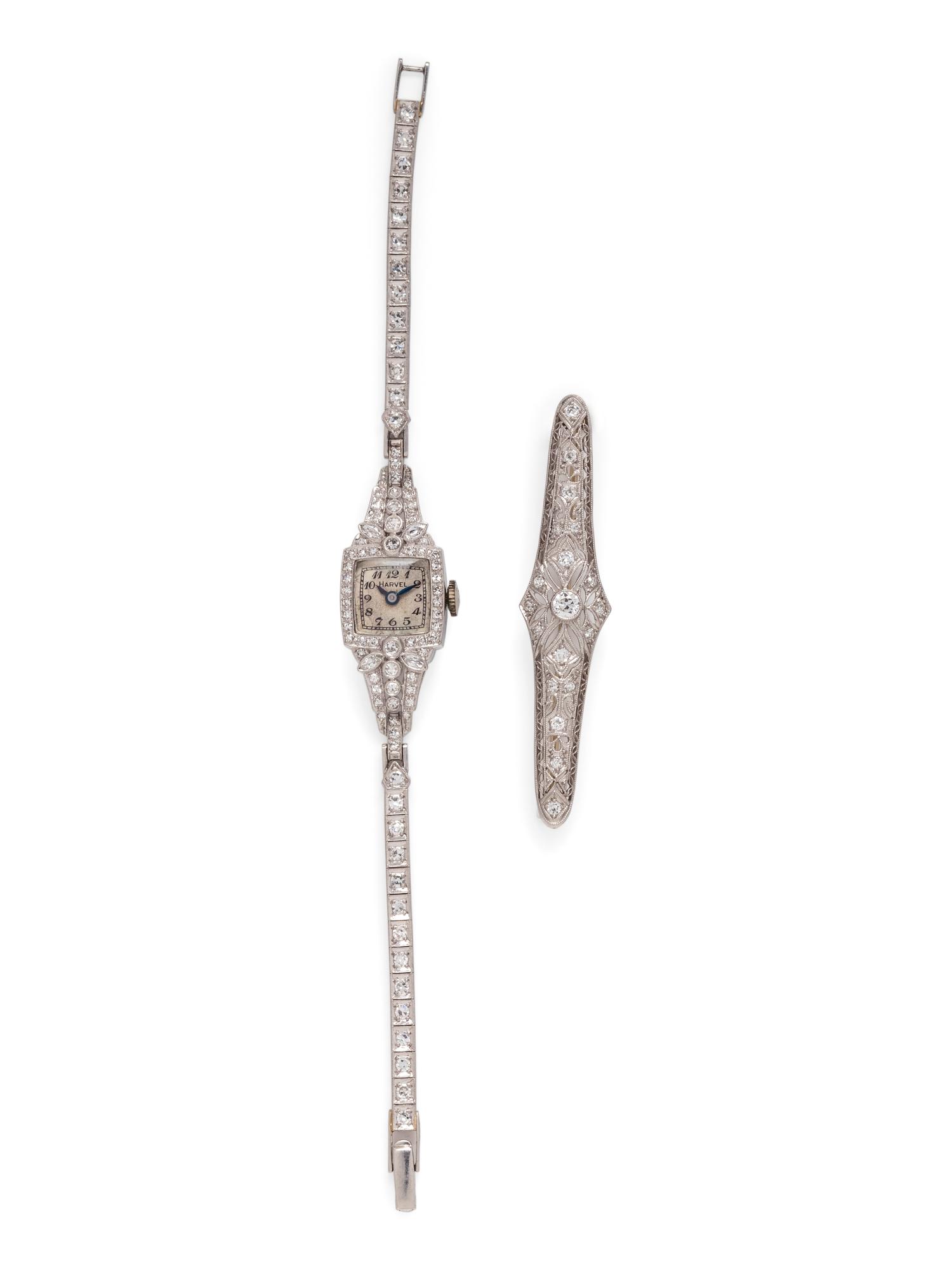 COLLECTION OF PLATINUM AND DIAMOND JEWELRY