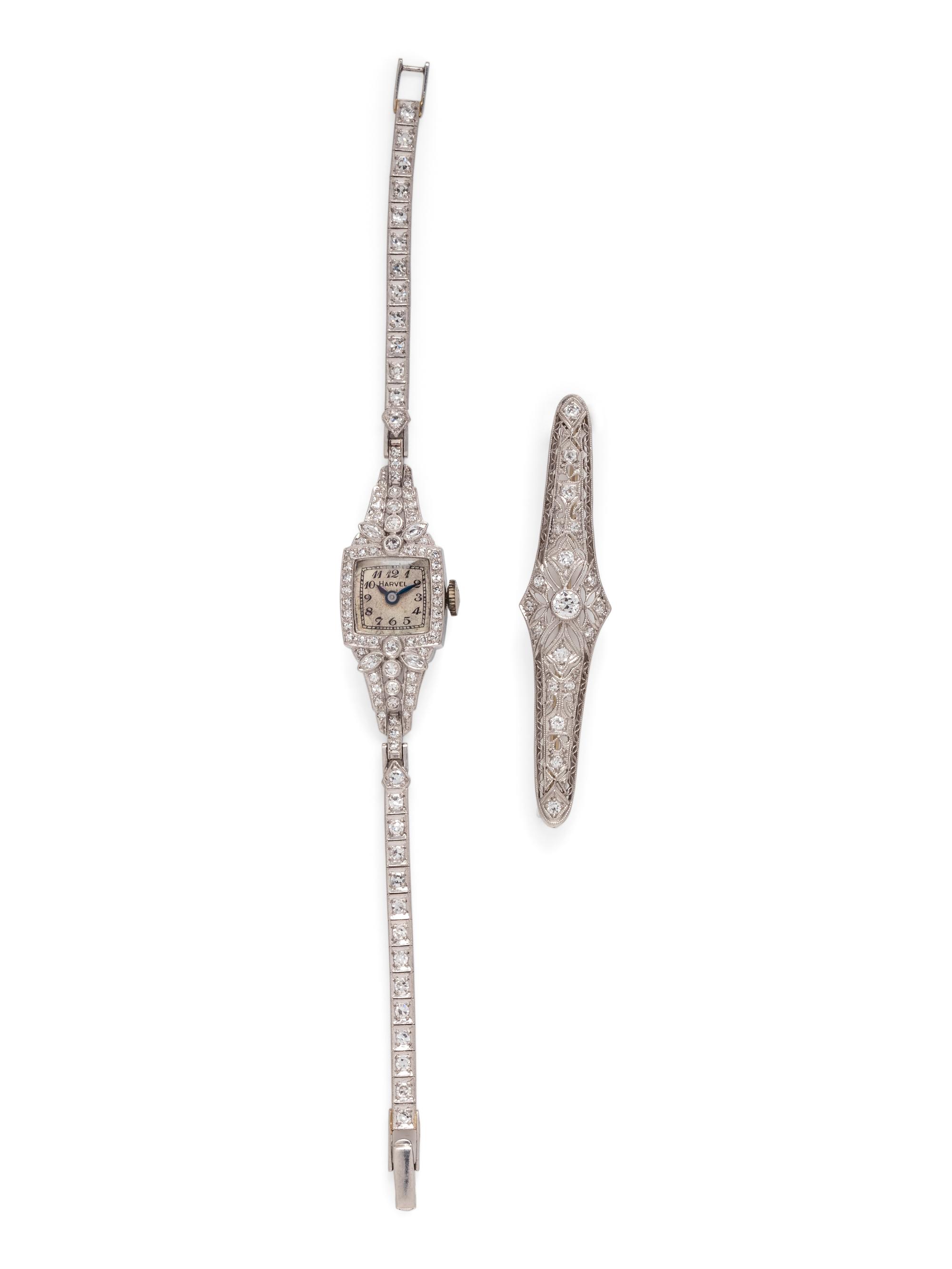 COLLECTION OF PLATINUM AND DIAMOND JEWELRY