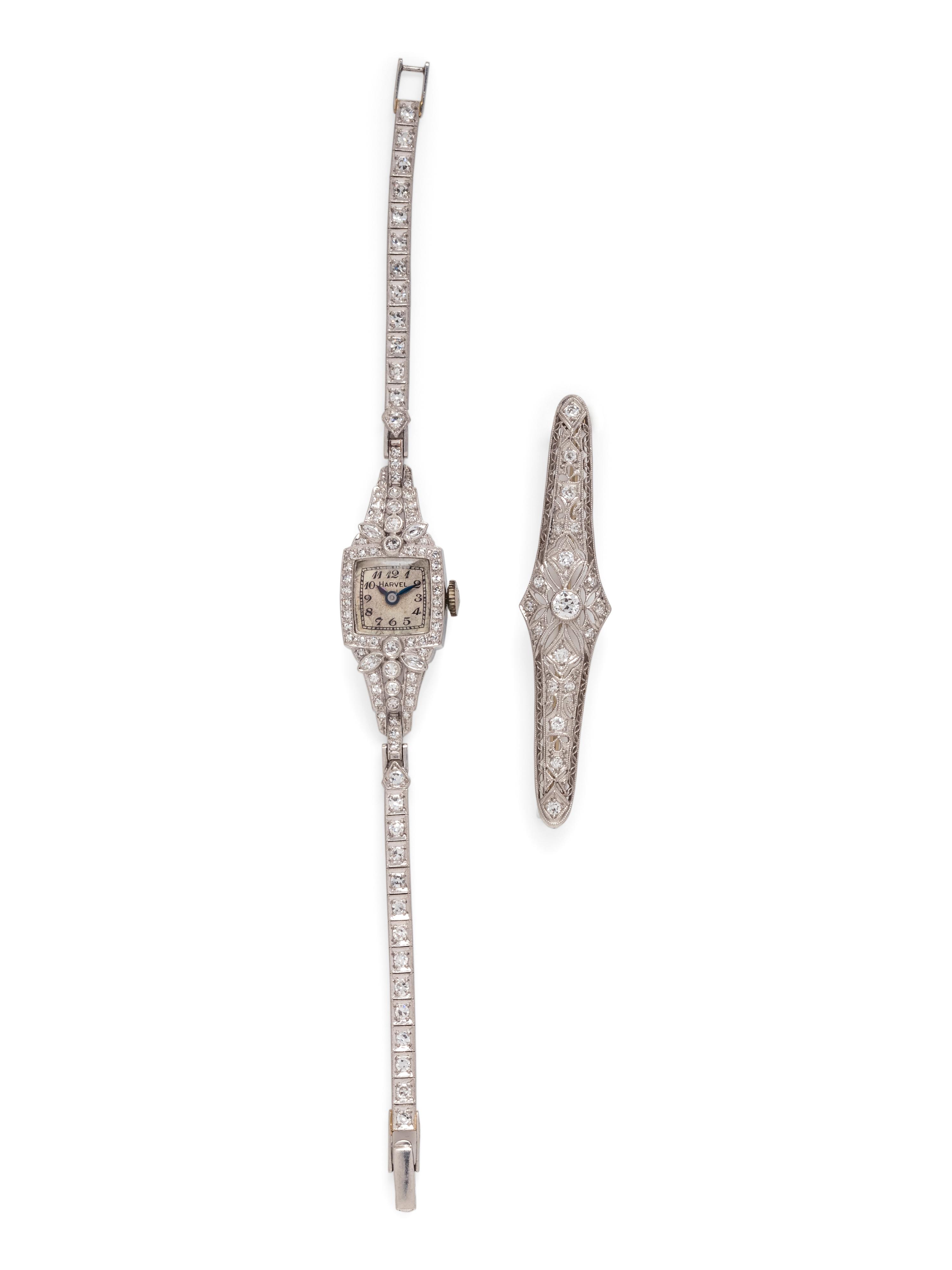 COLLECTION OF PLATINUM AND DIAMOND JEWELRY