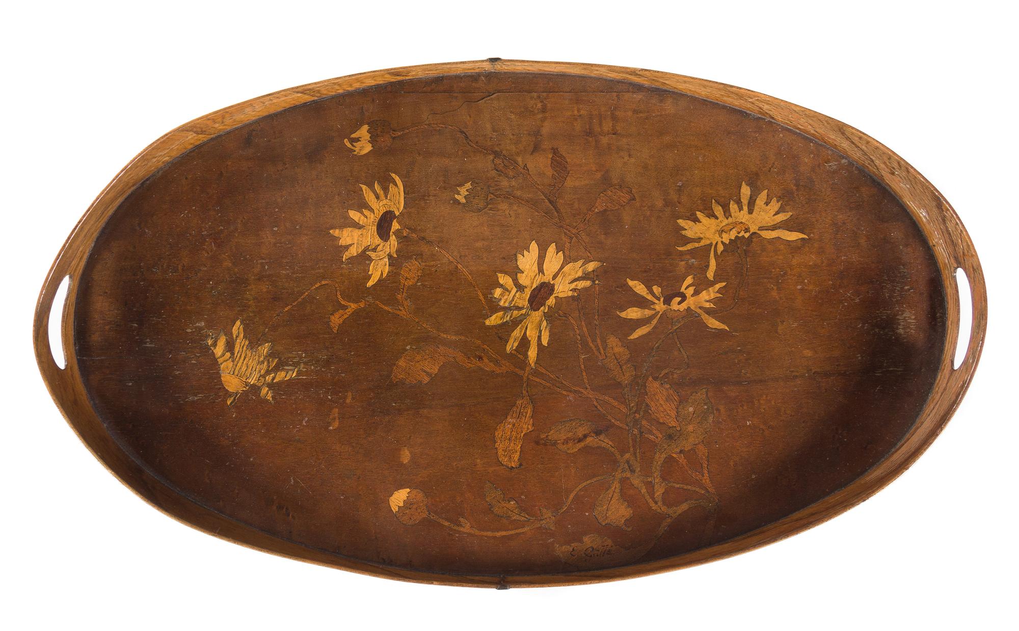 Emile Galle (French, 1846-1904), FRANCE, EARLY 20TH CENTURY, an Art Nouveau marguetry occasional table