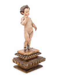 An Italian Painted Putto Figure