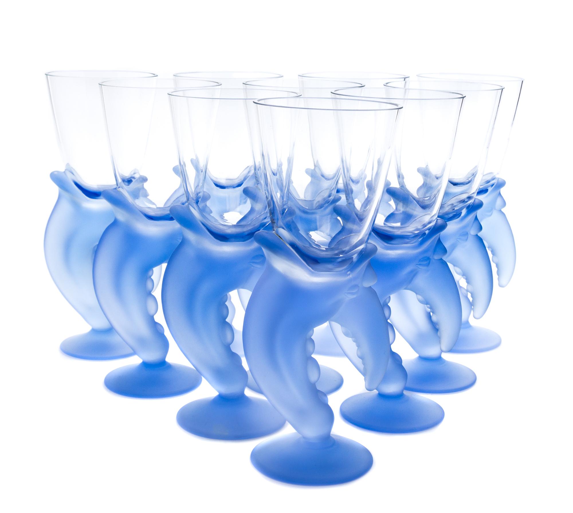 A Set of Glass Stemware Height 9 inches.