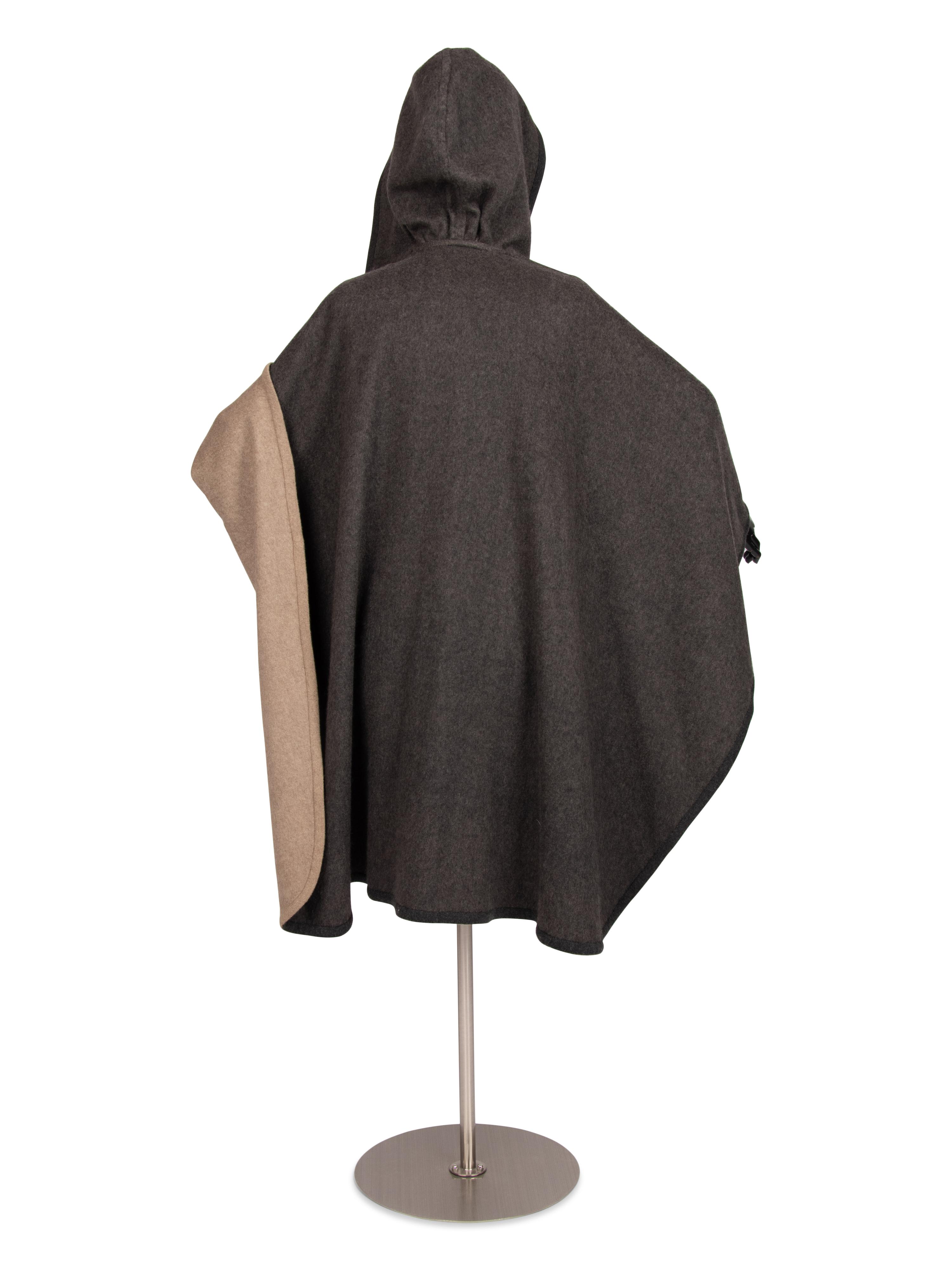 Loro Piana Grey and Tan Cashmere Cape