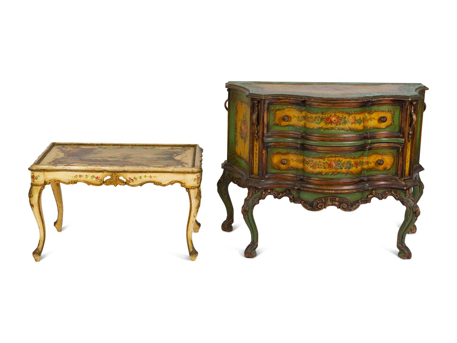 Two Pieces of Venetian Style Painted Furniture — 20TH CENTURY