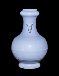 A Chinese Claire-de-Lune Glazed Porcelain Pear Shaped Vase
