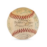 A 1955 Chicago Cubs Team Signed Autograph Baseball Including Early Career Ernie Banks Signature (Beckett Authentication Services)