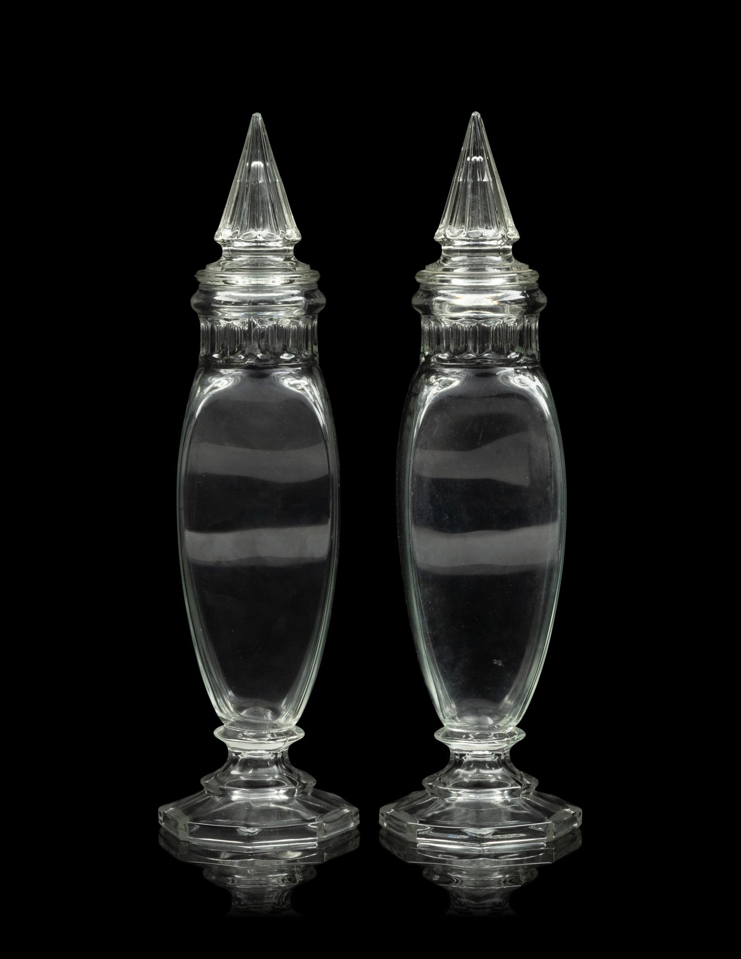 Three Pairs of Molded Glass Vases
