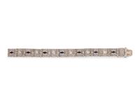 A White Gold, Diamond and Synthetic Sapphire Bracelet,