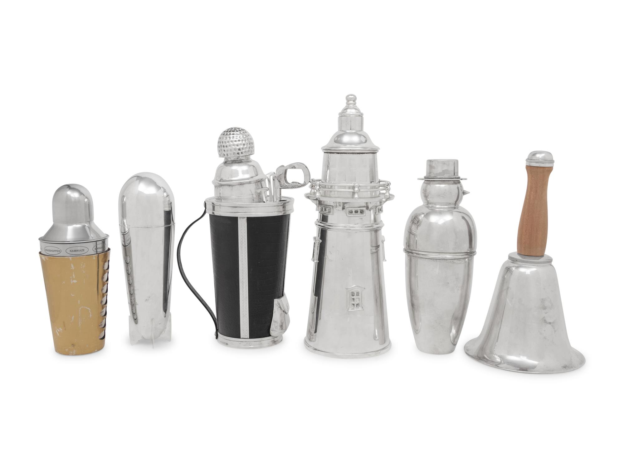A Group of Six Cocktail Shakers