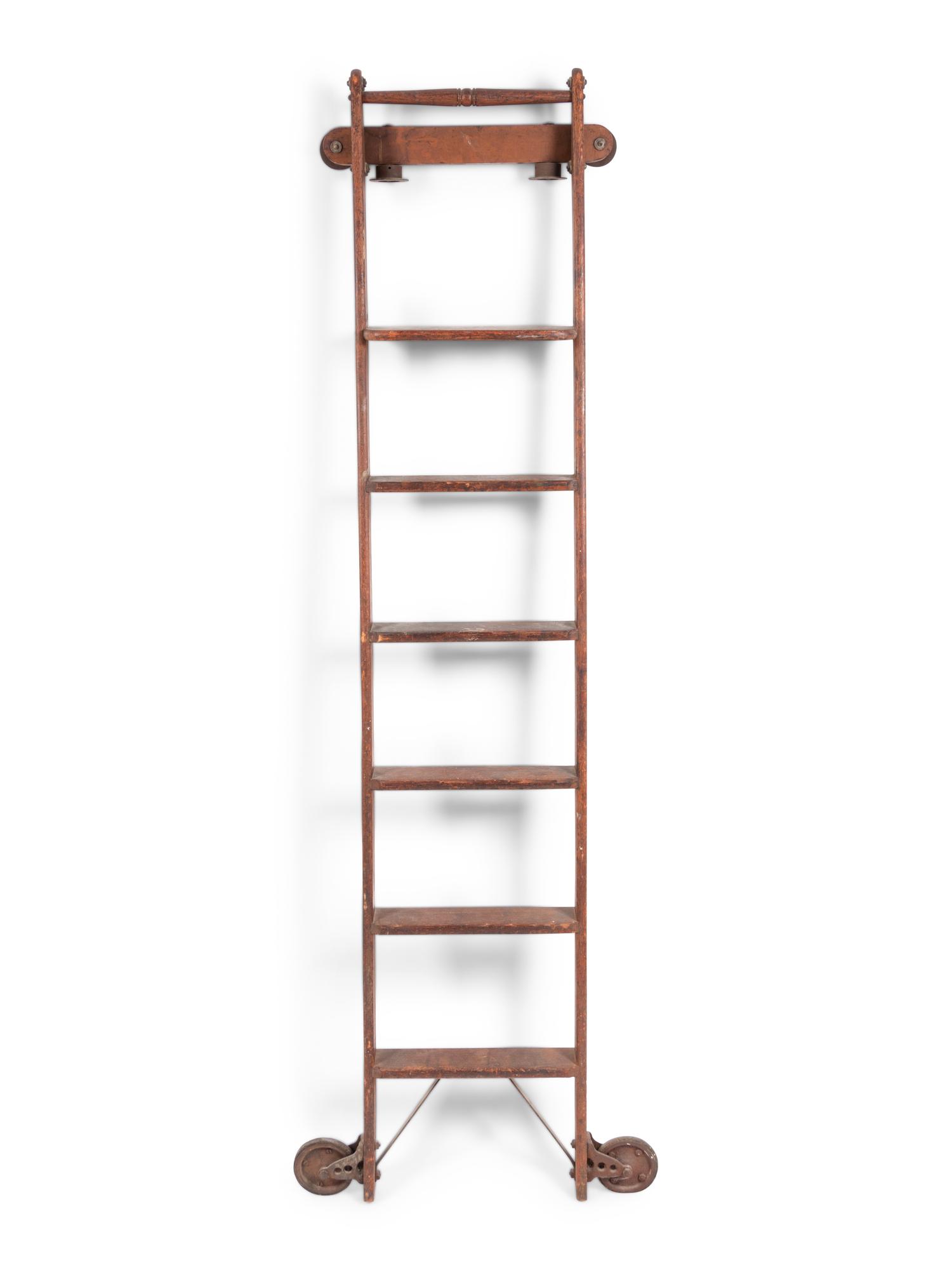 A Milbradt Mfg. Co Oak Library Ladder