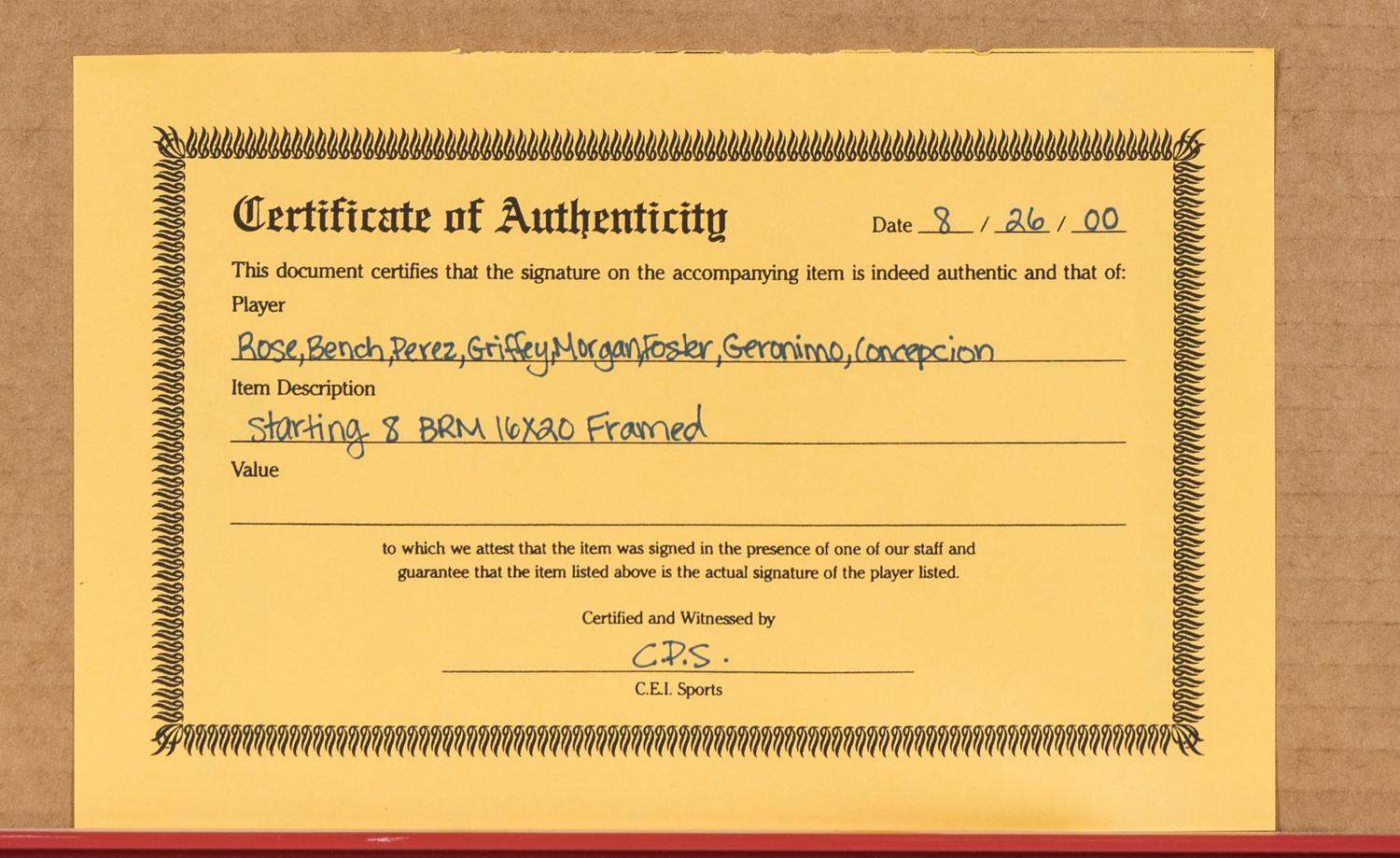 A Multi Signed Cincinnati Reds Big Red Machine Starting Lineup Autograph Photo (Beckett Authentication Services Letter),