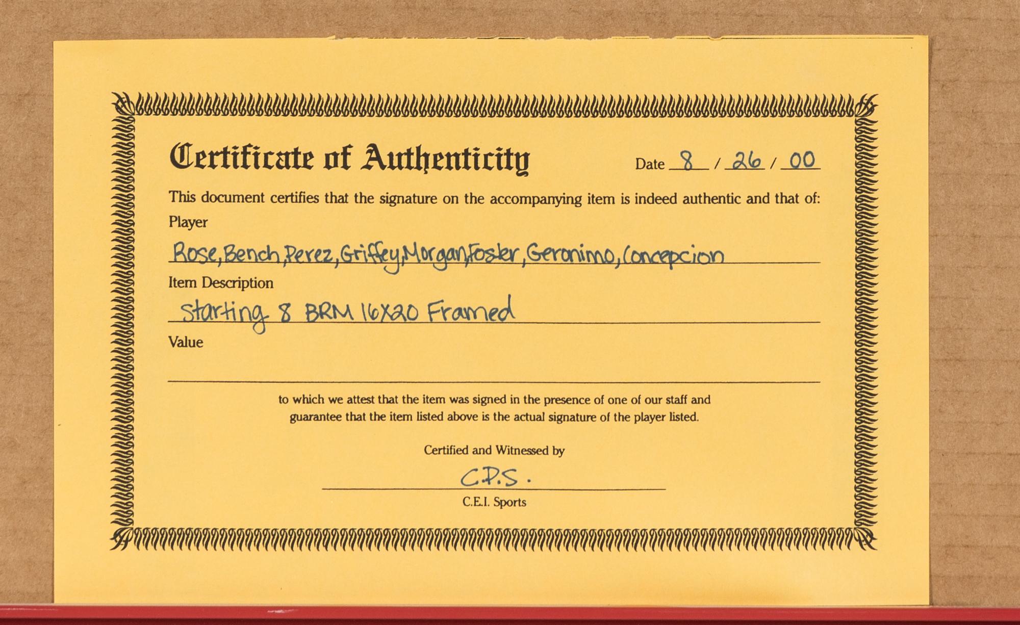 A Multi Signed Cincinnati Reds Big Red Machine Starting Lineup Autograph Photo (Beckett Authentication Services Letter),