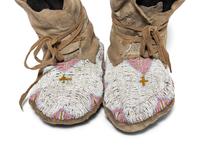 Northern Plains Beaded Hide High Top Moccasins, with Church