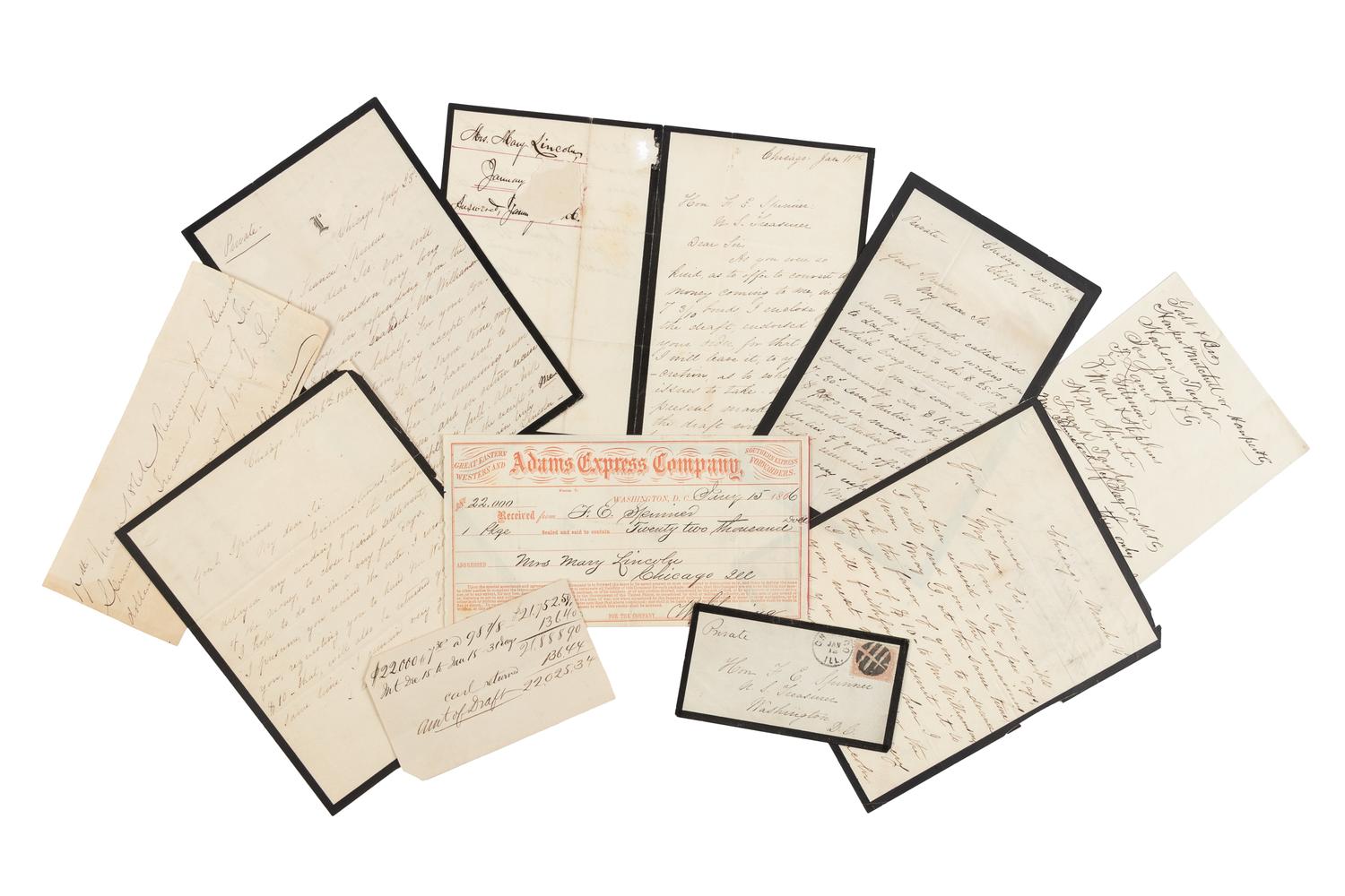[LINCOLN, Mary Todd (1818-1882)]. An archive of letters relating to Mary Todd Lincoln's financial difficulties following Abraham Lincoln's assassination, 1866.