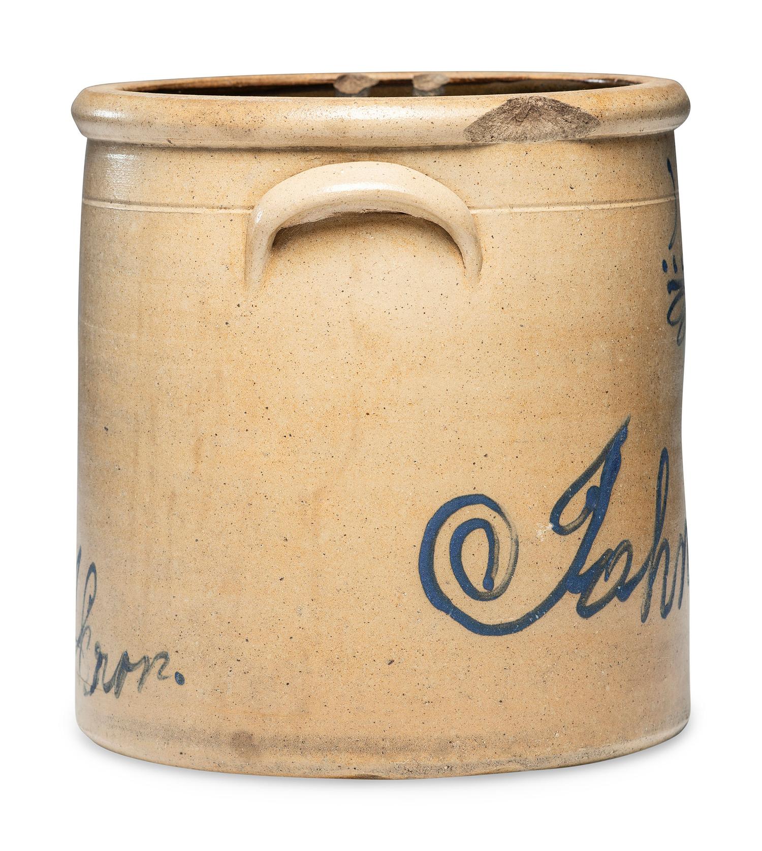 A John MacBride Cobalt Decorated Four-Gallon Stoneware Crock