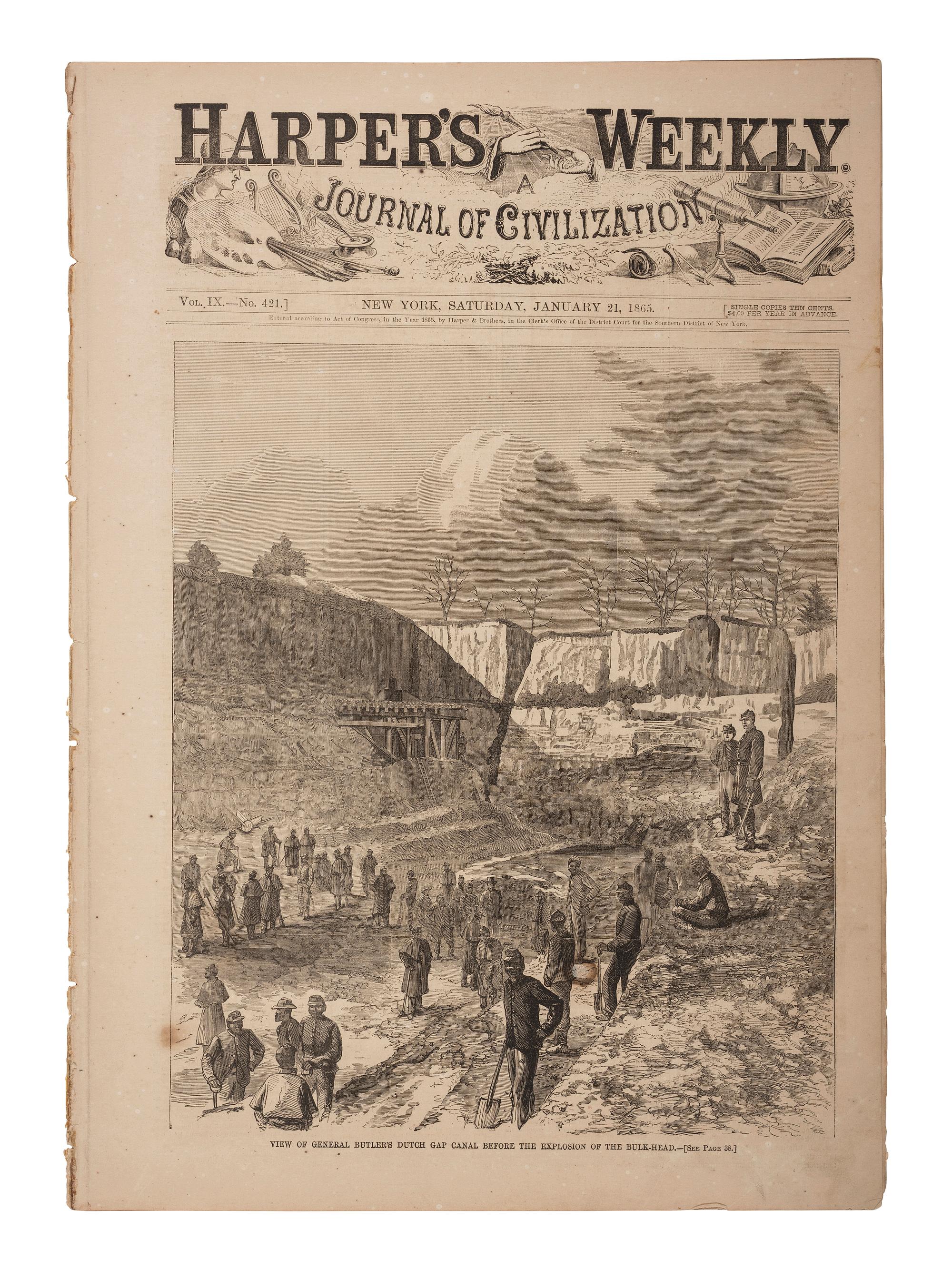 [CIVIL WAR].] Harper's Weekly . 120+ issues, majority from 1864 & 1865.