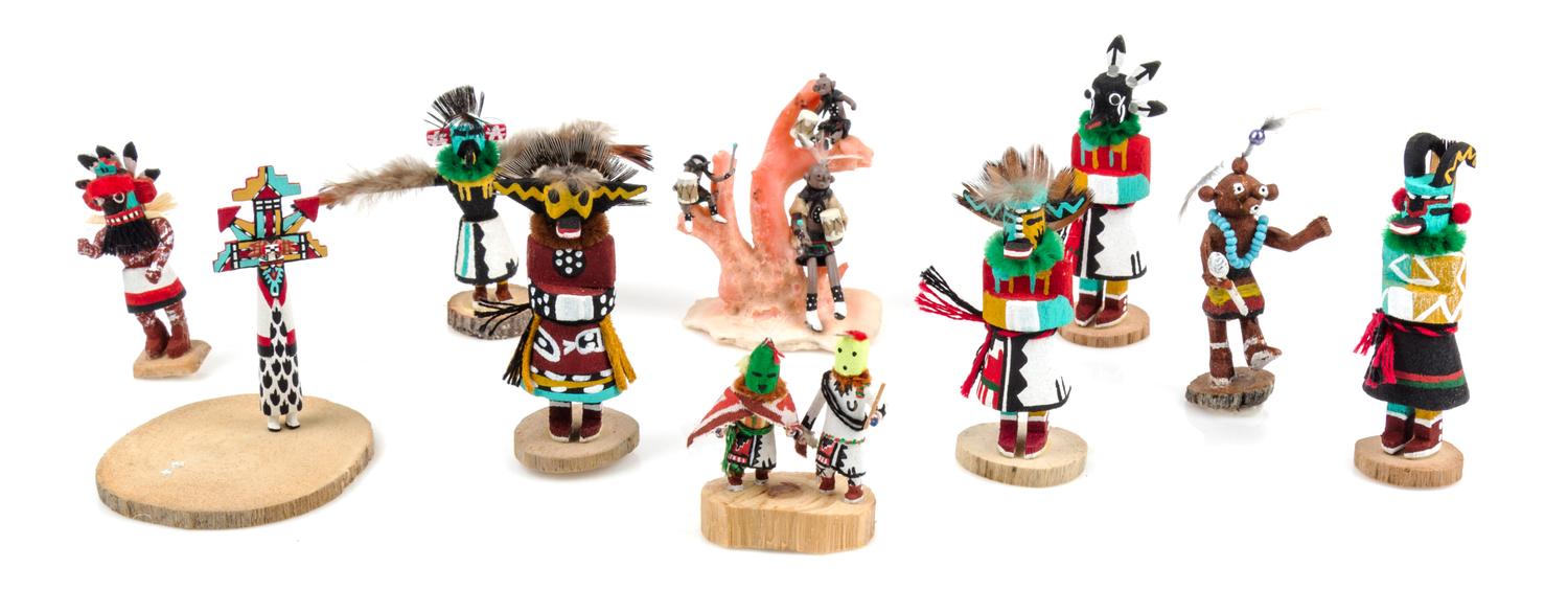 A Group of Native American Kachina Dolls Height of tallest 2 3/8 inches. — Various Makers
