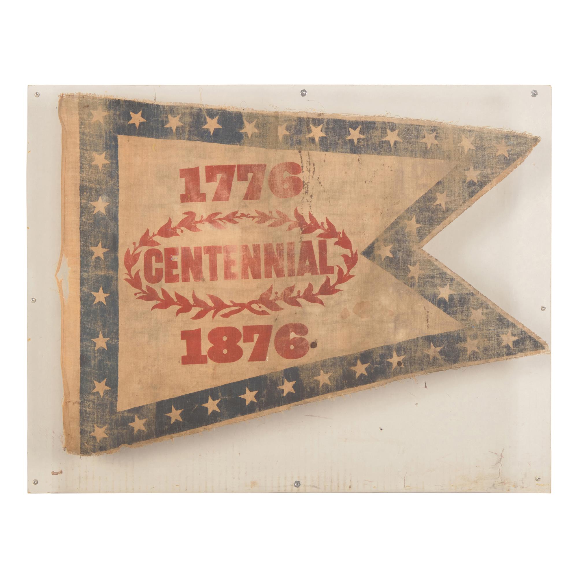 A Printed Glazed Cotton Philadelphia Centennial Exposition Pennant