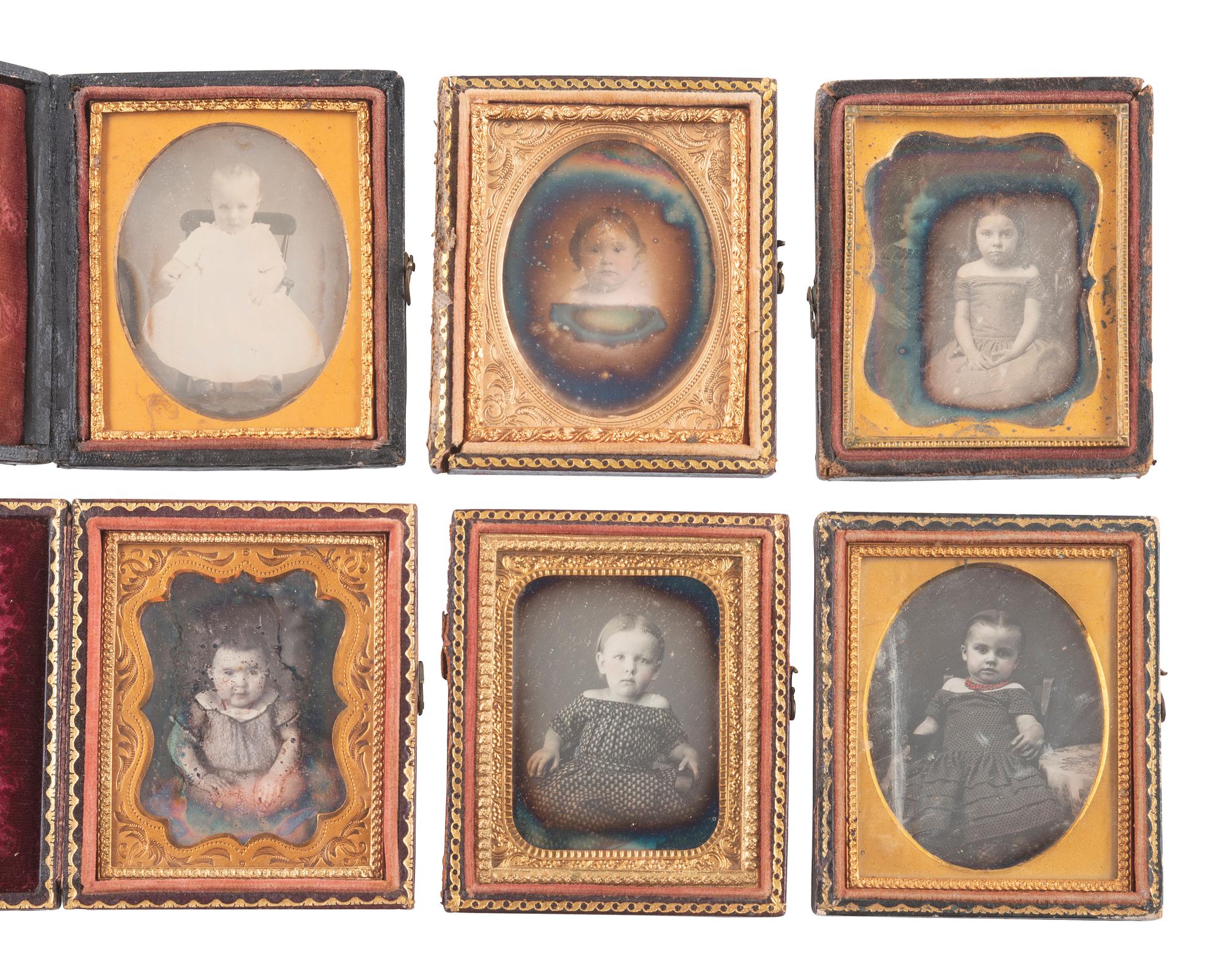 [EARLY PHOTOGRAPHY]. 23 ninth plate daguerreotypes of babies and toddlers.