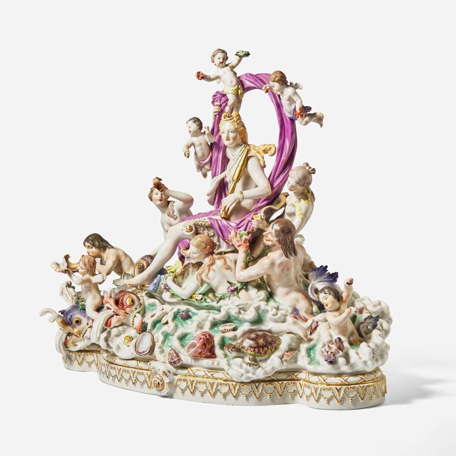 A large Meissen porcelain figural group The Triumph of Amphitrite, post 1815