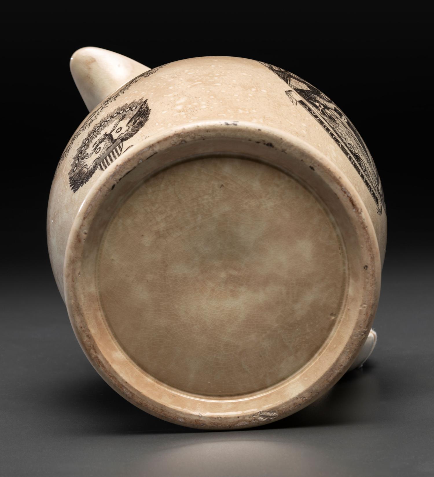 A Liverpool Transfer-Printed Creamware 'Washington in Glory, America in Tears' Memorial Pitcher
