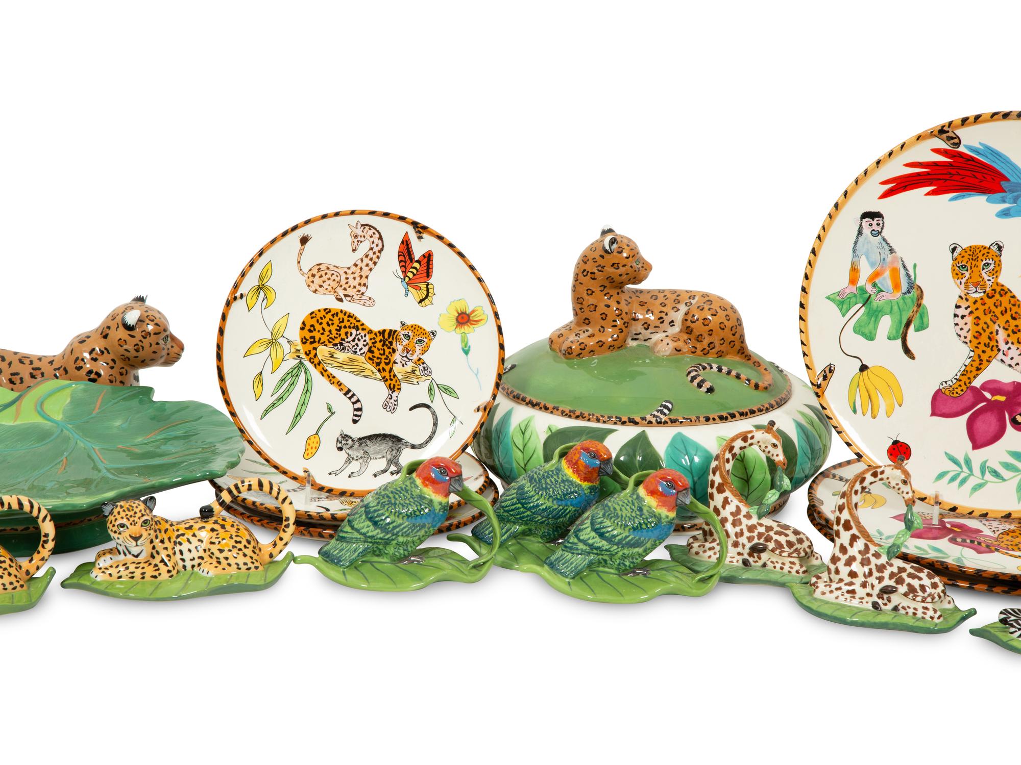 A Group of Lynn Chase Jungle Jubilee Tableware