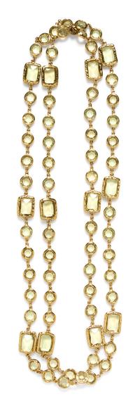 A Chanel Citrine Crystal Chiclet Sautoir.