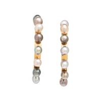 GREY PEARL, DIAMOND AND BLACK DIAMOND EARRINGS