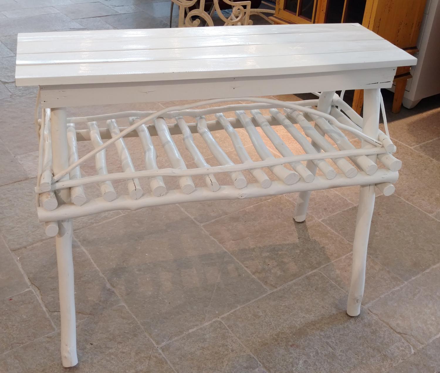 A Painted Wood Table Height 29 1/2 x width 36 7/8 x depth 16 1/2 inches. — 20TH CENTURY