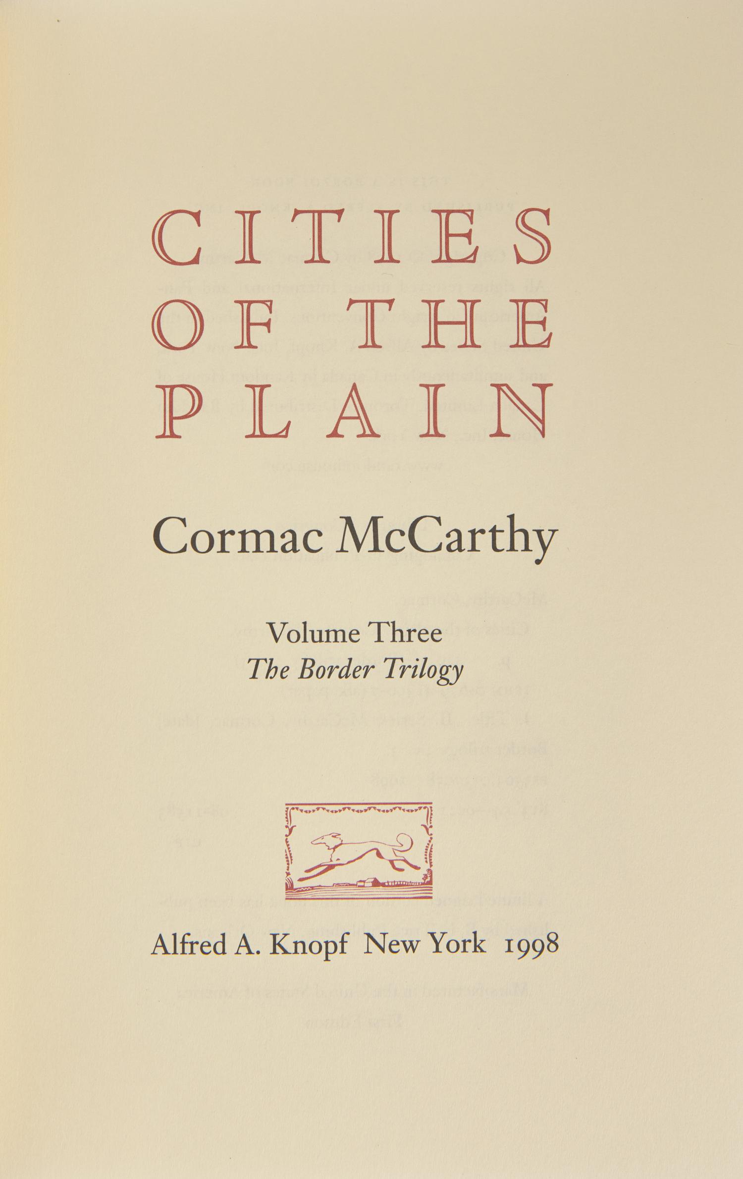 [Literature] McCarthy, Cormac. The Border Trilogy