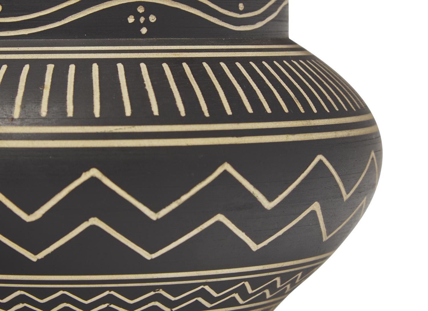 Two Wedgwood Decorated Black Basalt Vases