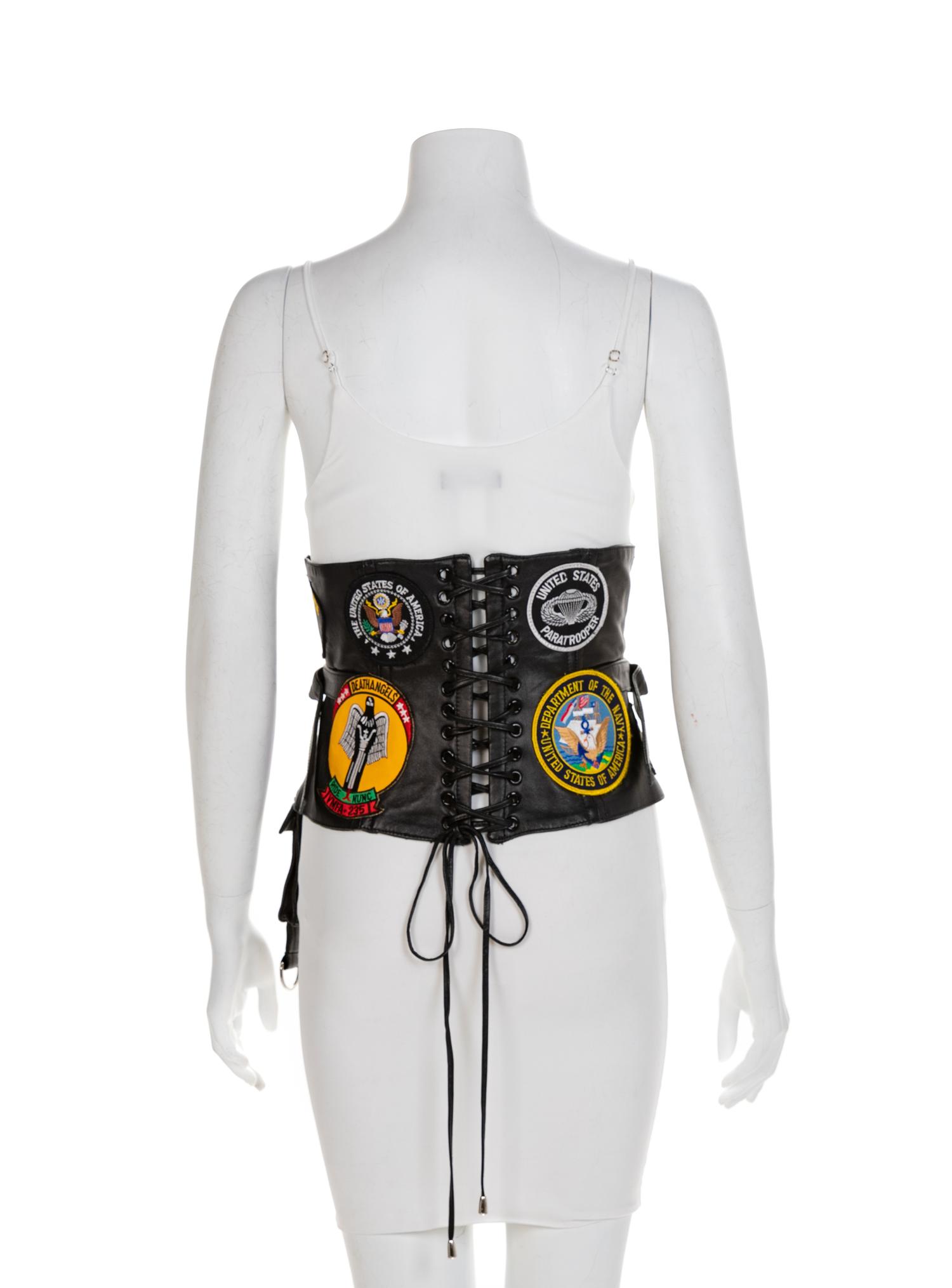 LSO Design Black Leather Corset and 'The Real Diva' T-Shirt, 1990-2000s Corset: No size label; Shirt: Small