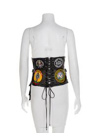 LSO Design Black Leather Corset and 'The Real Diva' T-Shirt, 1990-2000s Corset: No size label; Shirt: Small