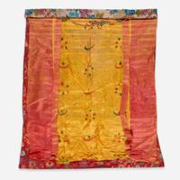 A Sino-Tibetan silk needlework "Dragon" panel 刺绣龙纹