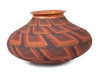 Corrugated Polychrome Pottery Jar